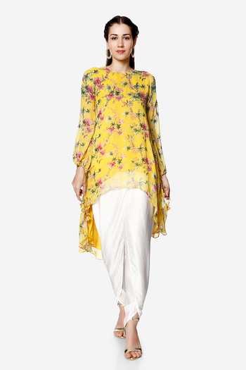 Floral Printed Tunic with Dhoti Co-ords Set main image 0