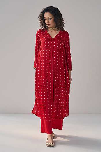 Aiyana Bandhani Pattern Anarkali With Pant