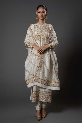 Women Green Chinon Chanderi Zari Kurta Set main image 0