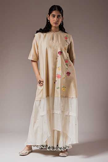 Hand Painted Daisy Chanderi Aline Kurta