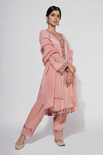 Liana Mud Pink Kurta Cum Dress With Hand Embroidery main image 0