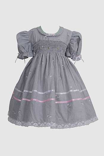 Baby Girl Mid-Season Dress In Terry Stuff Smile Print Grey Color main image 1