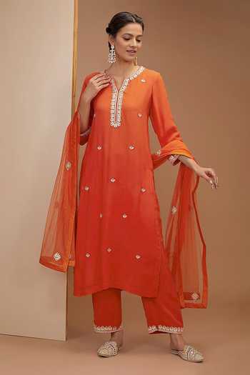 Gota Patti Embroidery Georgette Kurta Patiala with Embellished Dupatta