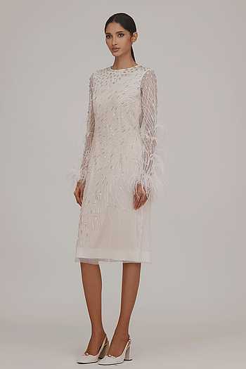 Iraaya — Hand-Embroidered Cotton Satin Vermilion Dress