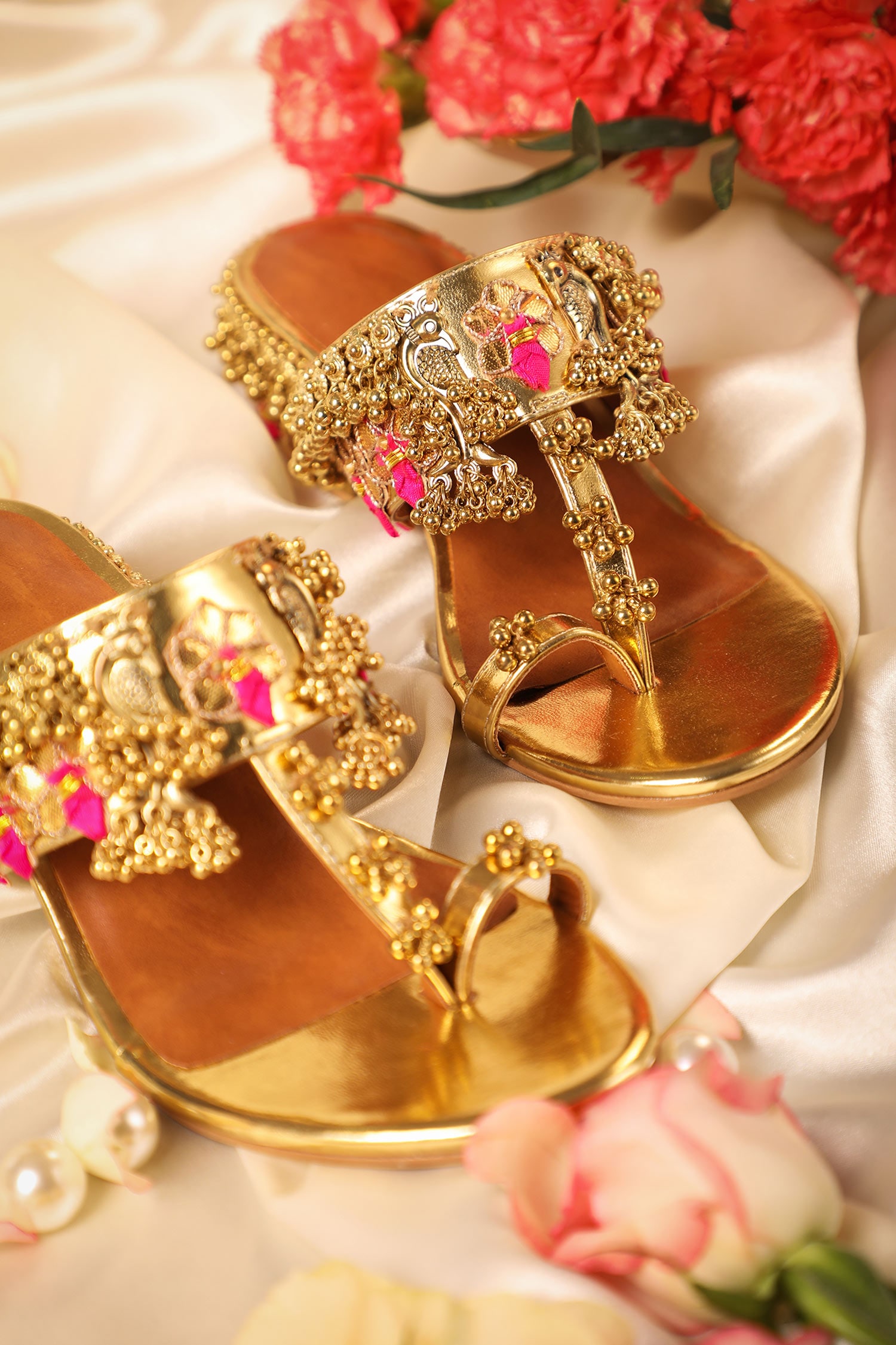 Buy Gold Embroidered Nihaar Wedges by House of Vian Online at Aza Fashions.