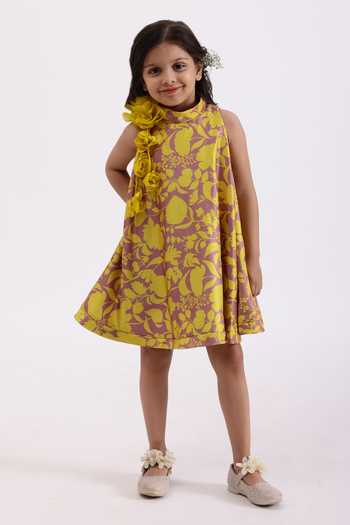 JANYAS CLOSET: Yellow Shaded Uneven Dress main image 1