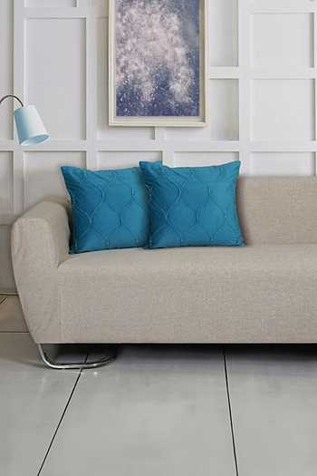 Medium Blue Embrodiered Dori Linen Cushion Cover main image 1