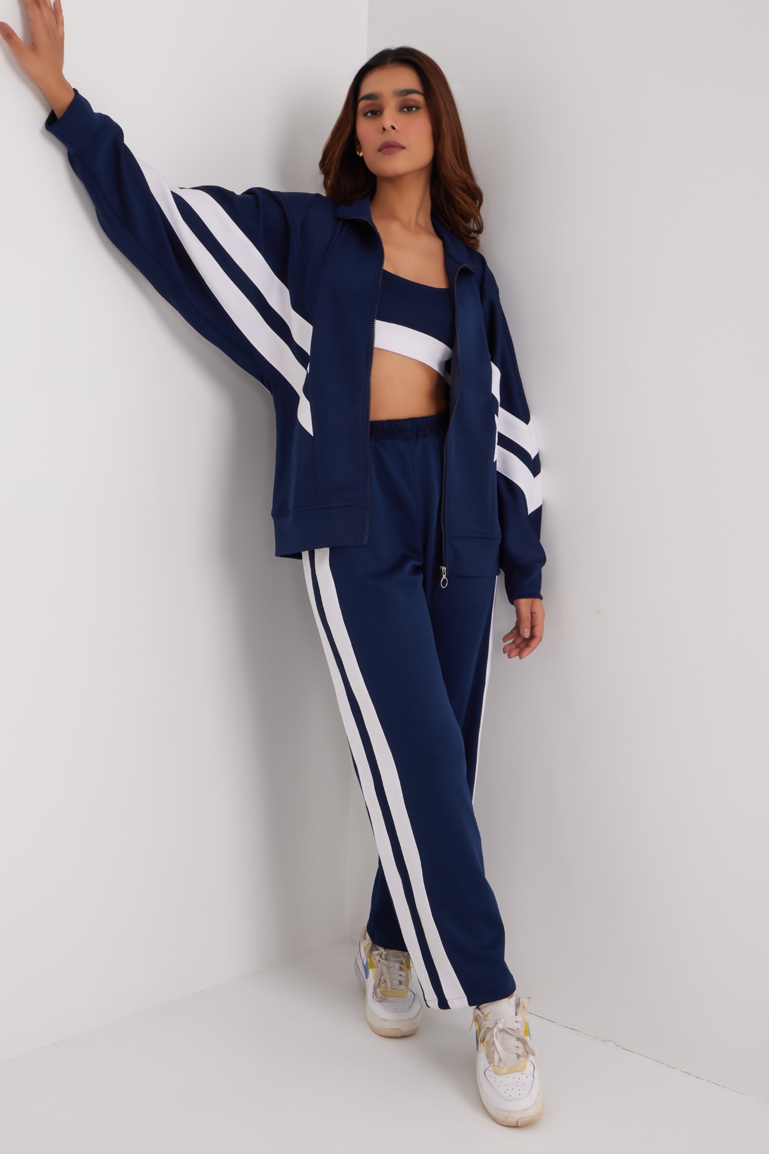 Buy Blue Scuba Colour Block High Collar Sky Striker Tracksuit Set For ...