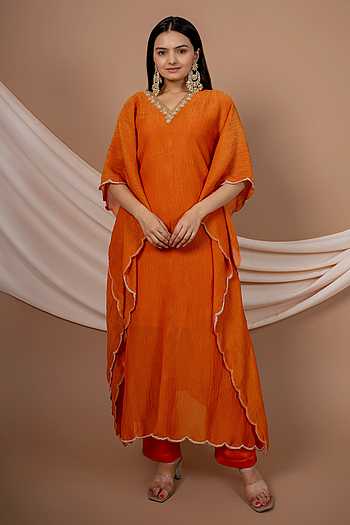 Floral Hand Embroidered Kaftan & Pant Set
