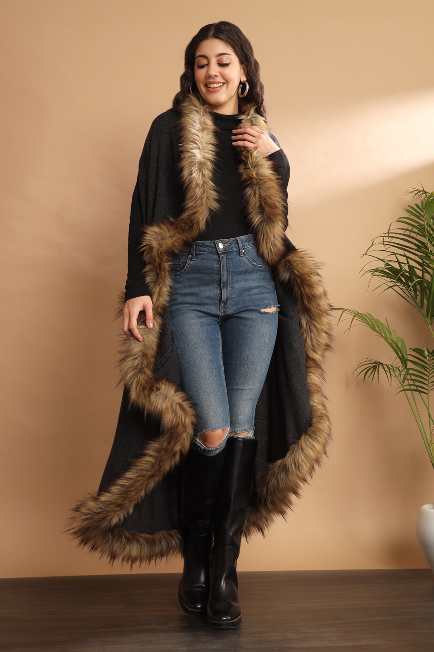 ジャケット・アウター nooy border wool stole coat nooy border wool stole coat