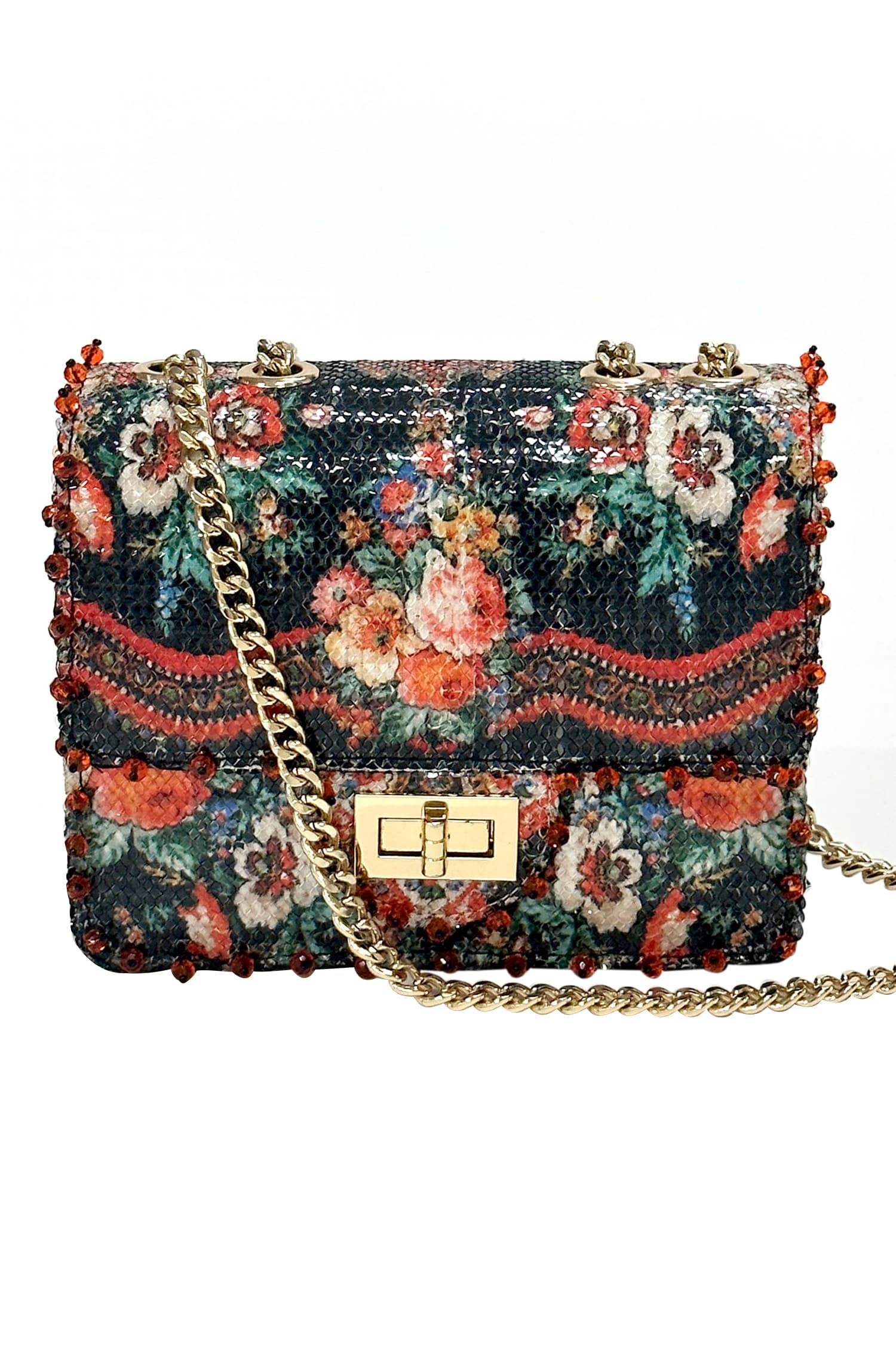 Buy Black Sequin Amelia Mon Amour Blossomy Print Sling Bag by The ...