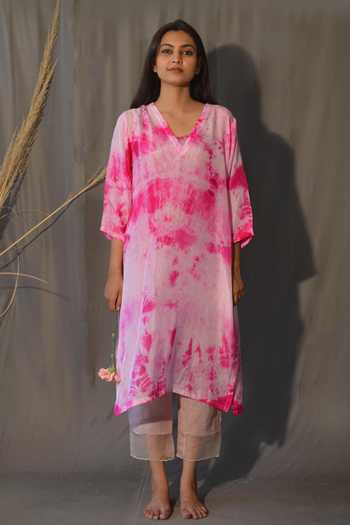 Women Silk Embroidery Pink Kurta With Pant And Dupatta