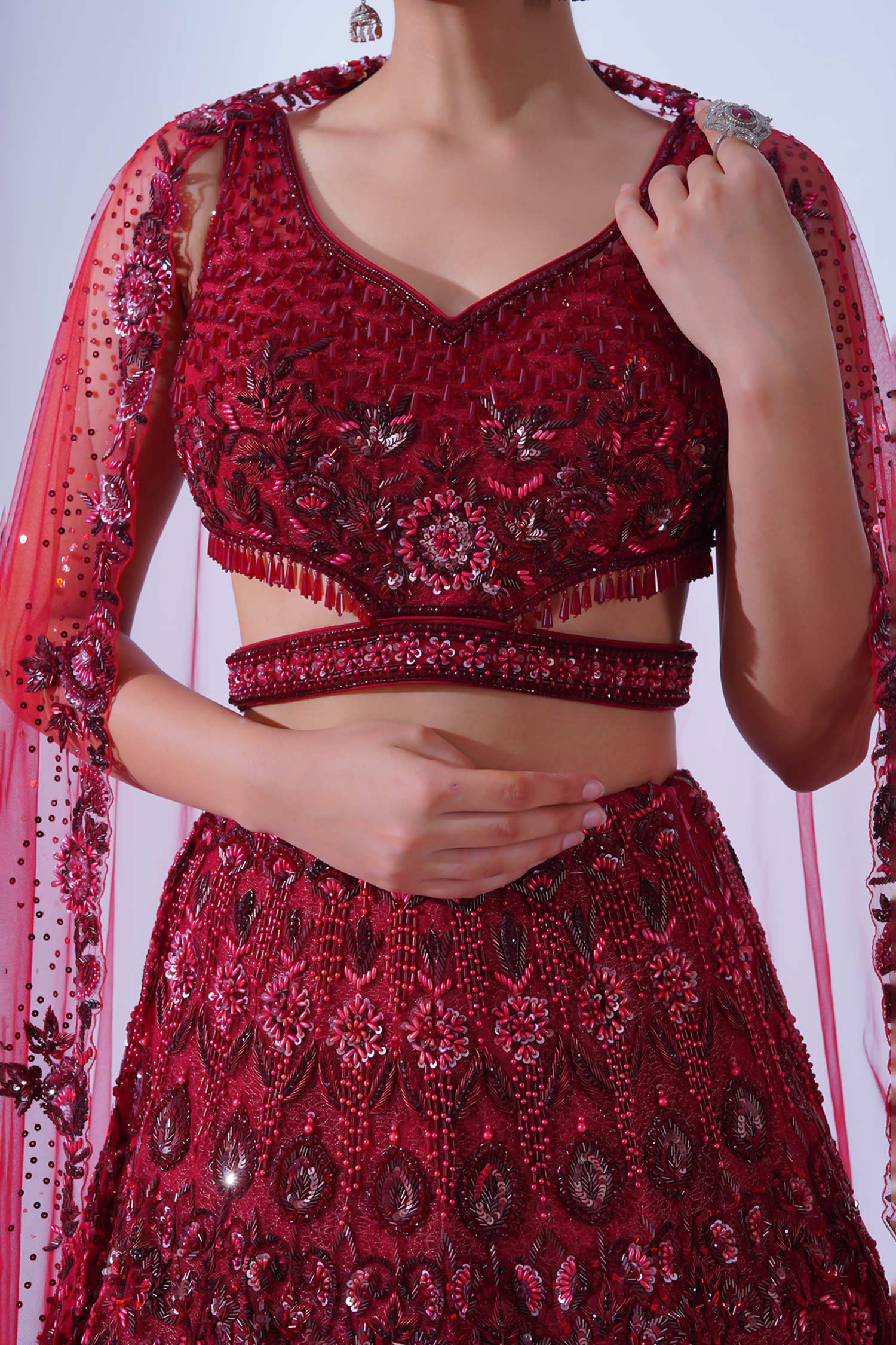 Maroon Bridal Lehenga Choli Chunri Designer Wedding Lengha Velvet Dress  Shawl | eBay