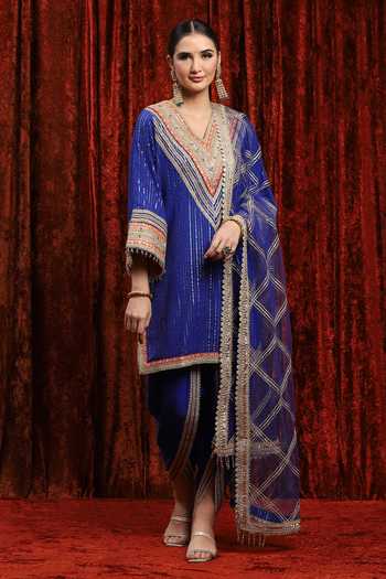 Yellow Short Kali Kurta with Tulip Pants