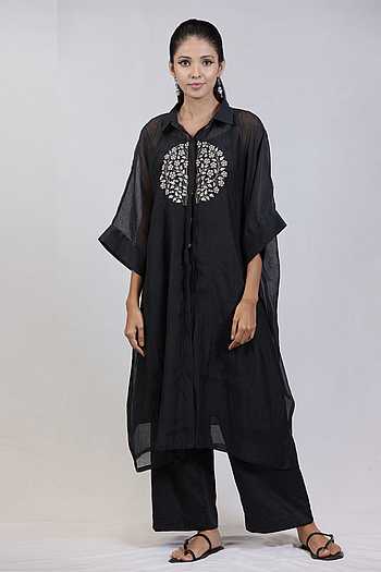 Lavender Short Kurta Dupatta Set | Mul Chanderi Fabric