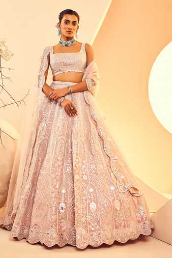 Orange Silk Bridesmaid Lehenga Set with Gota Lace Work main image 1