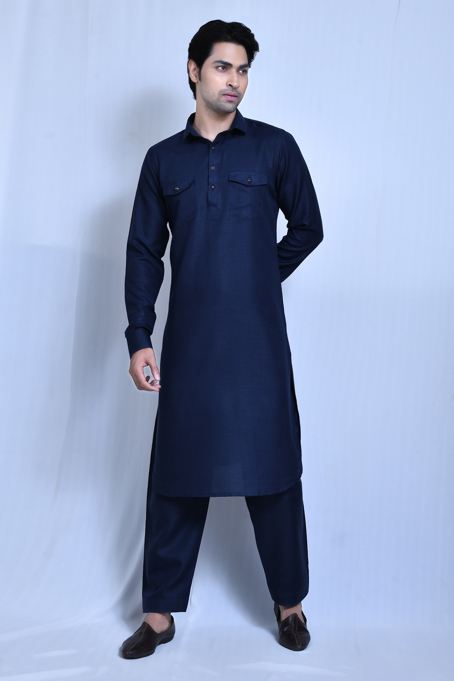 Cotton Linen Kurta & Pathani Pant Set 