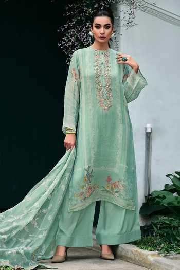 Women Cotton Green Ornamental Print Kurta With Comfort Pant main image 1