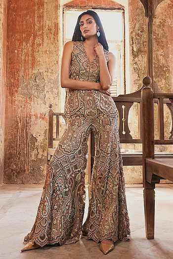 Embellished Gharara & Jacket Set
