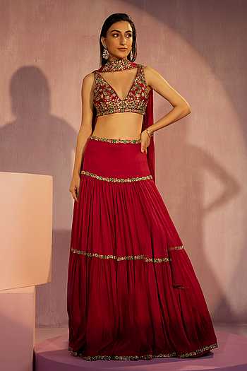 Co-ord set tasar silk designer lehenga