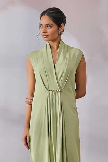 Buy Green Viscose, Georgette Crystals Placed Swarovski Embellished Draped  Dress For Women by Tarun Tahiliani Online at Aza Fashions.