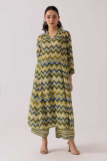 Chevron Patterned Kurta With Pant