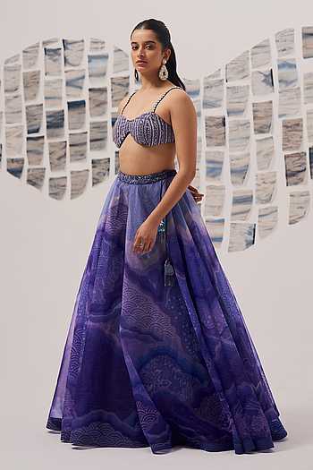 Wave Print lehenga