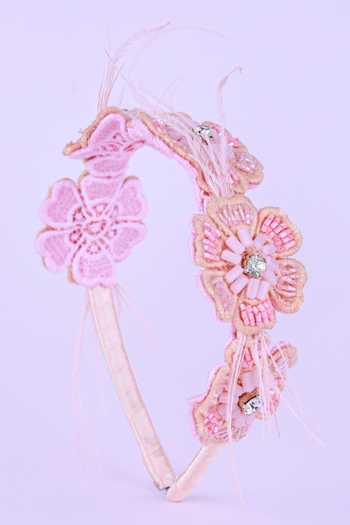 CHOKO - Pearl Net Stretchable Hair Band - Teardrop Pearls - Elegant Pattern - Off-White/Pearly White