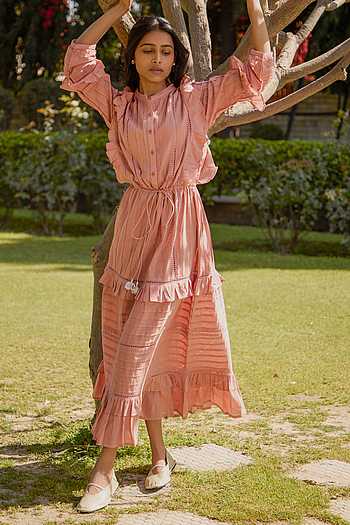 Vivo Mandla Side Zipper Dress - Beige / Rust Anila Print
