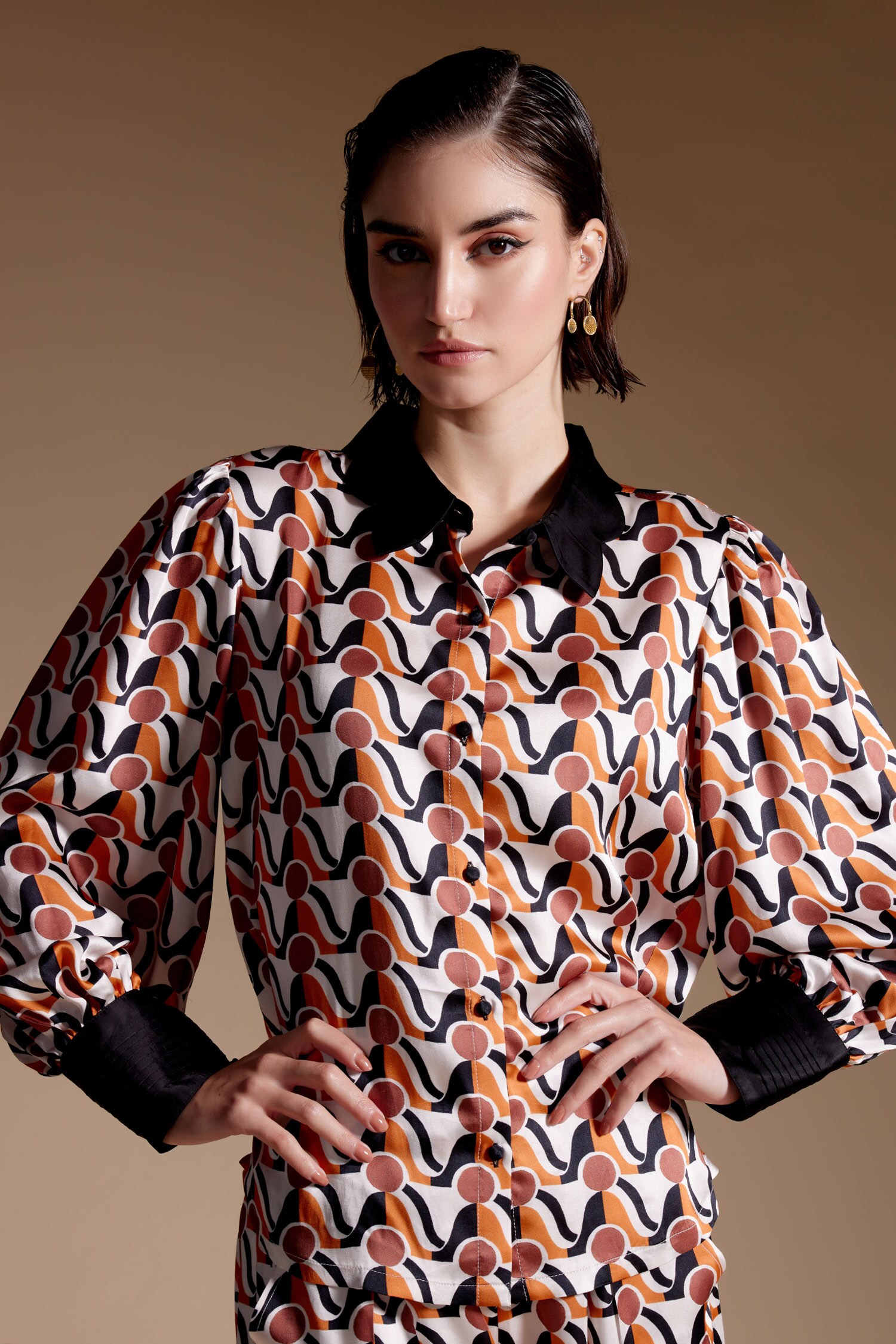 Buy Multi Color Modal Satin Printed Symmetry Collar Nova Shirt For ...