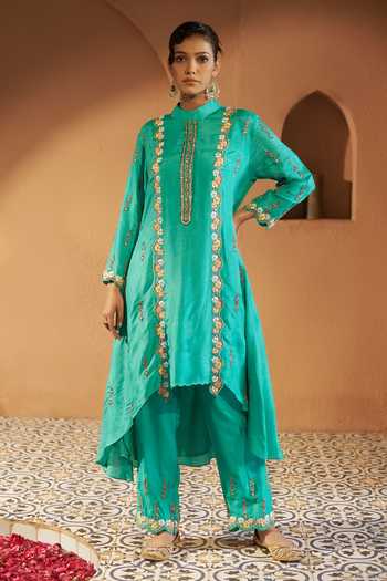 Powder Blue Dola Silk Kurta Set
