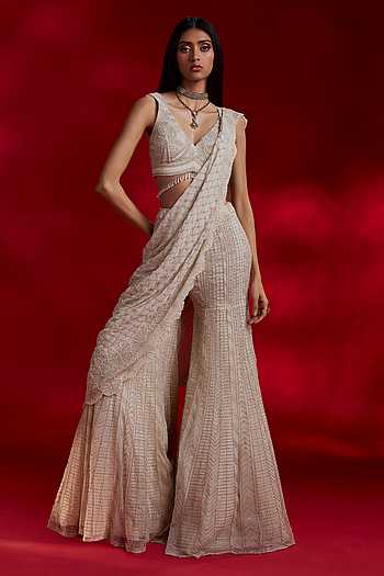Ready to wear sharara with Stitched Saree blouse