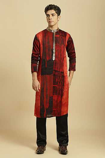 Ajrakh Man Sequin Kurta Set