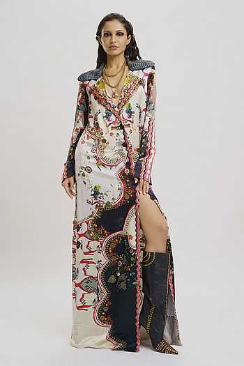Abstract Print Jacket Dress