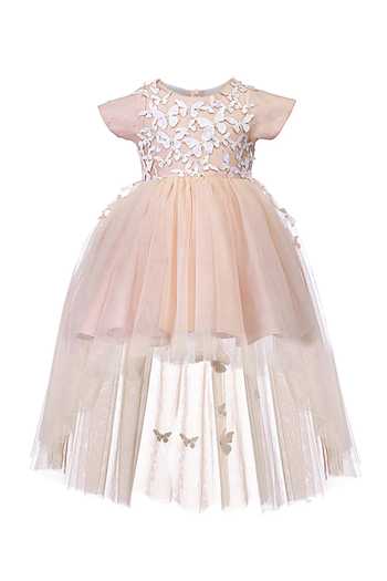 Girls Hi-Low Tulle with Pearl Appliqué Dress main image 0