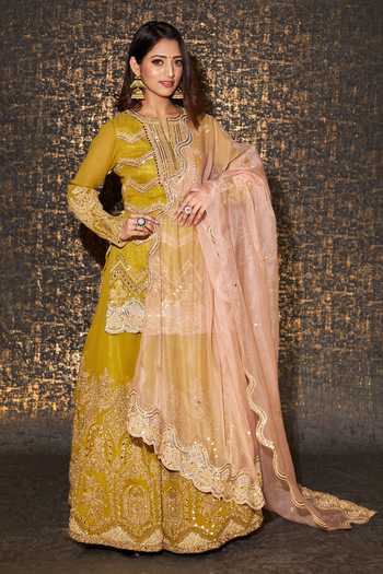 Kurta Sharara Set with Zari Sequin Embroidery