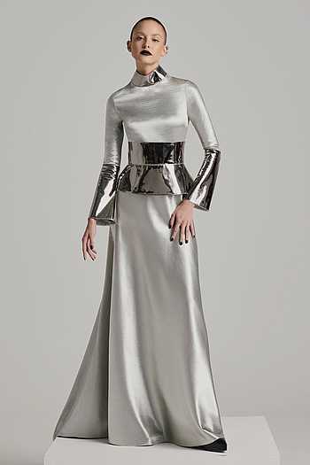 Akhl Satin Overlay Metallic Dress