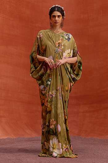 Women’s Pink Pure Viscose Silk Kaftan Tulip Cut with Hand Mirror Work & Gota Patti Embroidery - Buy