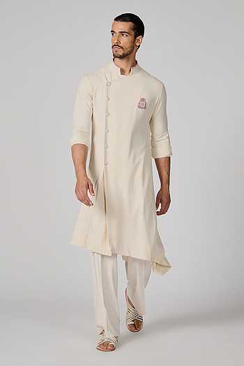 Pre Order: Lion King Embroidered Asymmetric Kurta With Dhoti main image 1