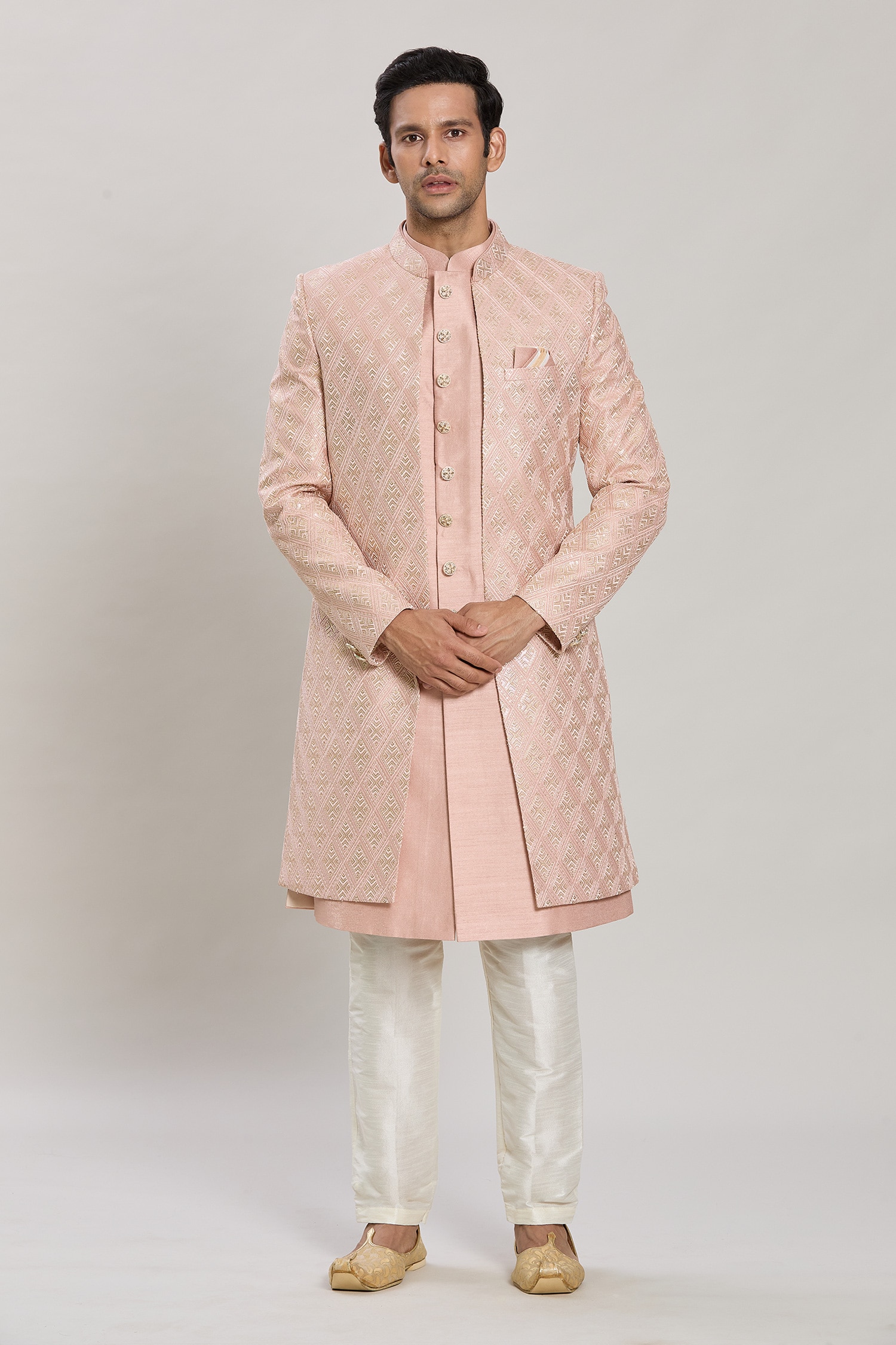 Diamond Embroidered Straight Sherwani Pant Set 