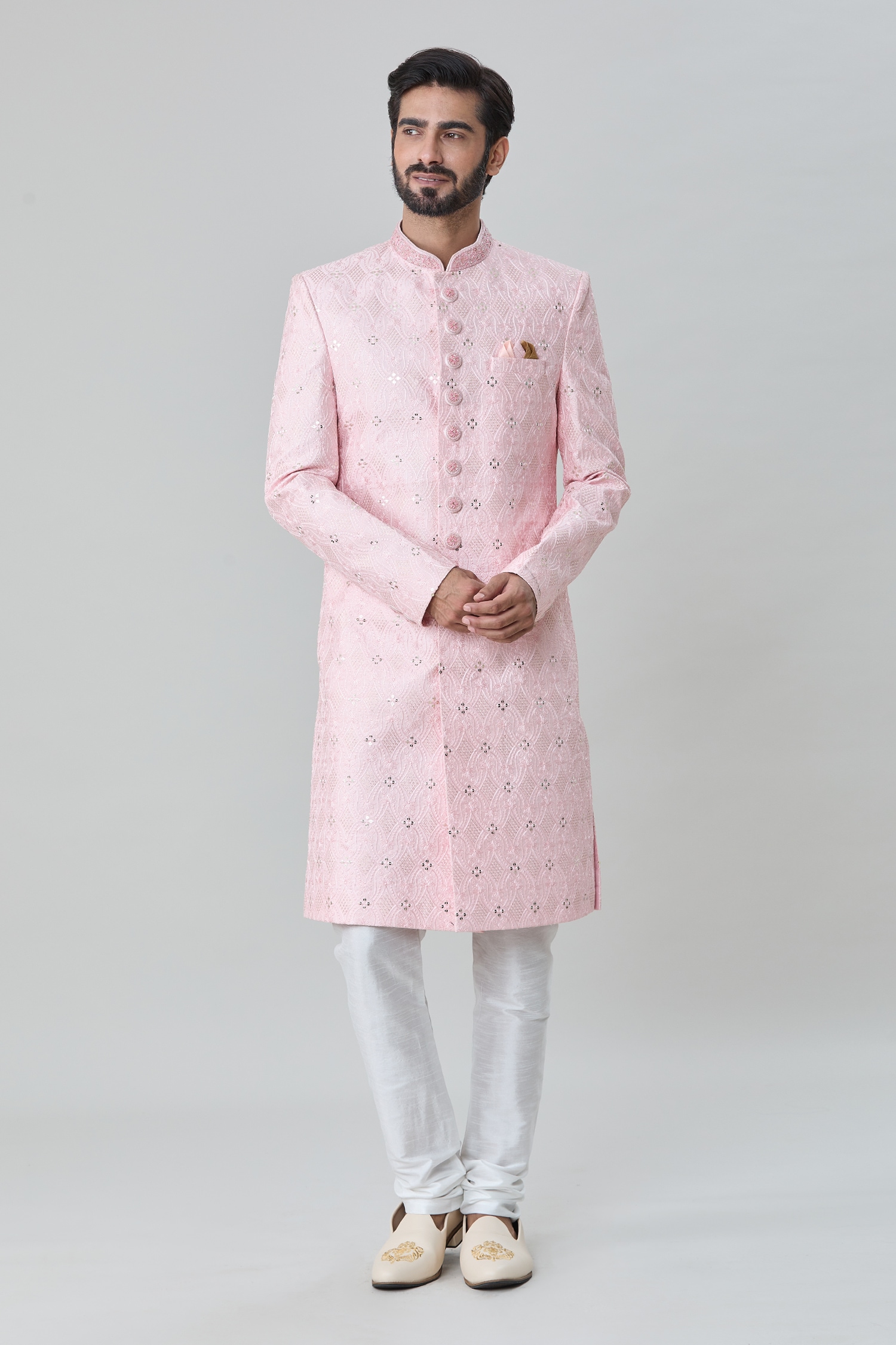 Tonal Embroidered Sherwani With Churidar 