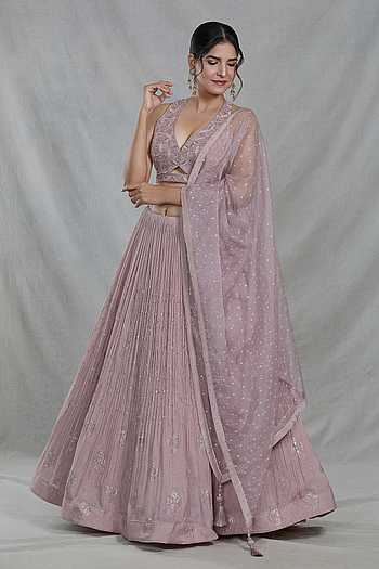 Talking Threads Laila Hot Pink Sequin Embroidered Lehenga Set with Cape main image 1