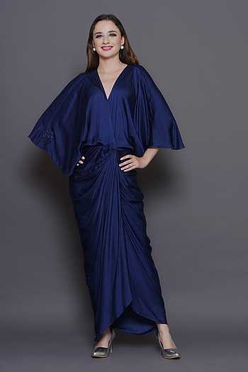 blue checkered dress shirt outfit Women's Batwing Sleeve Off-Shoulder Elastic Waist Maxi Dress Sky Blue / L