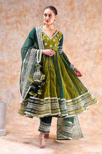 Pastel Green Cotton Anarkali Pant