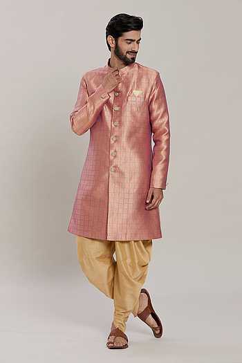 Bloom Jaal Woven Jacquard Kurta With Peshawari Pant 