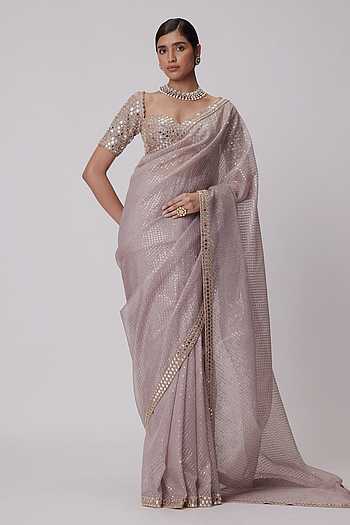 Vinni🌟 | Pink Designer Saree with Embroidered Blouse and Beadwork Borders