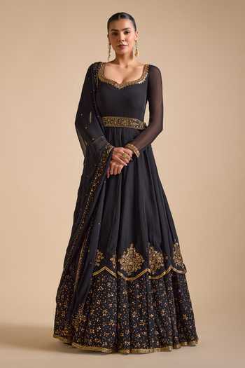 VIOLET AFRICAN FLORAL ANARKALI SET  (SET OF 3) main image 1