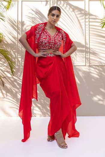 Red Cape Skirt Set main image 1