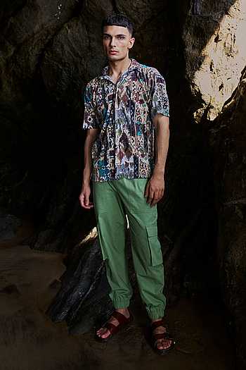 vintage organic tribal print rust colour shirt ^^^ mens m ... ,,,