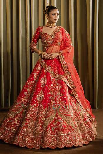 Buy Red Bridal Lehenga Online in USA | Aza Fashions